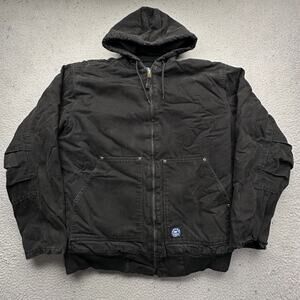 Polar King Key Duck Canvas Fleece Lined Jacket Mens Medium Tall MT Black Hooded